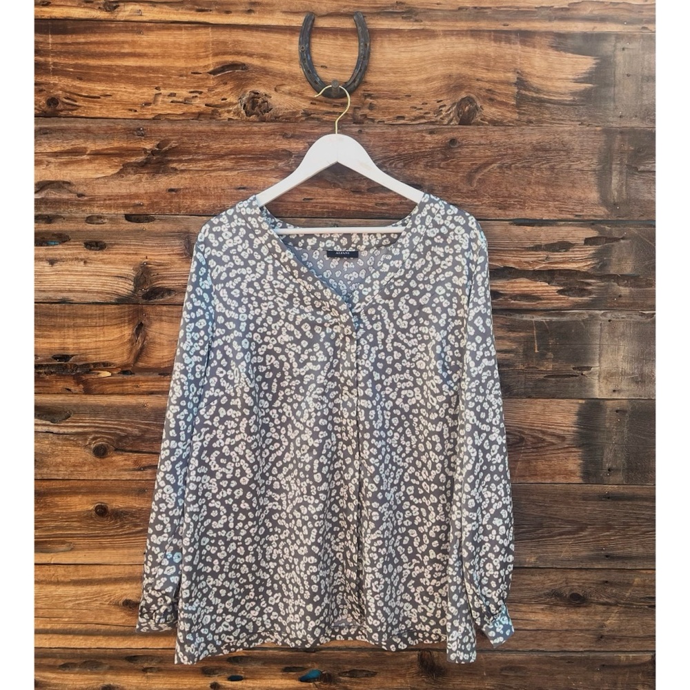 ALFANI | Animal-Print V-Neck Long Sleeve Top 2X